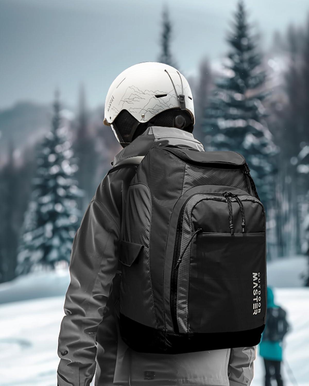 imageOutdoorMaster 50L Ski Boot BagSki and Snowboard Boots Travel Backpack with Helmet Compartment Waterproof Exterior ampamp BottomClassic Black