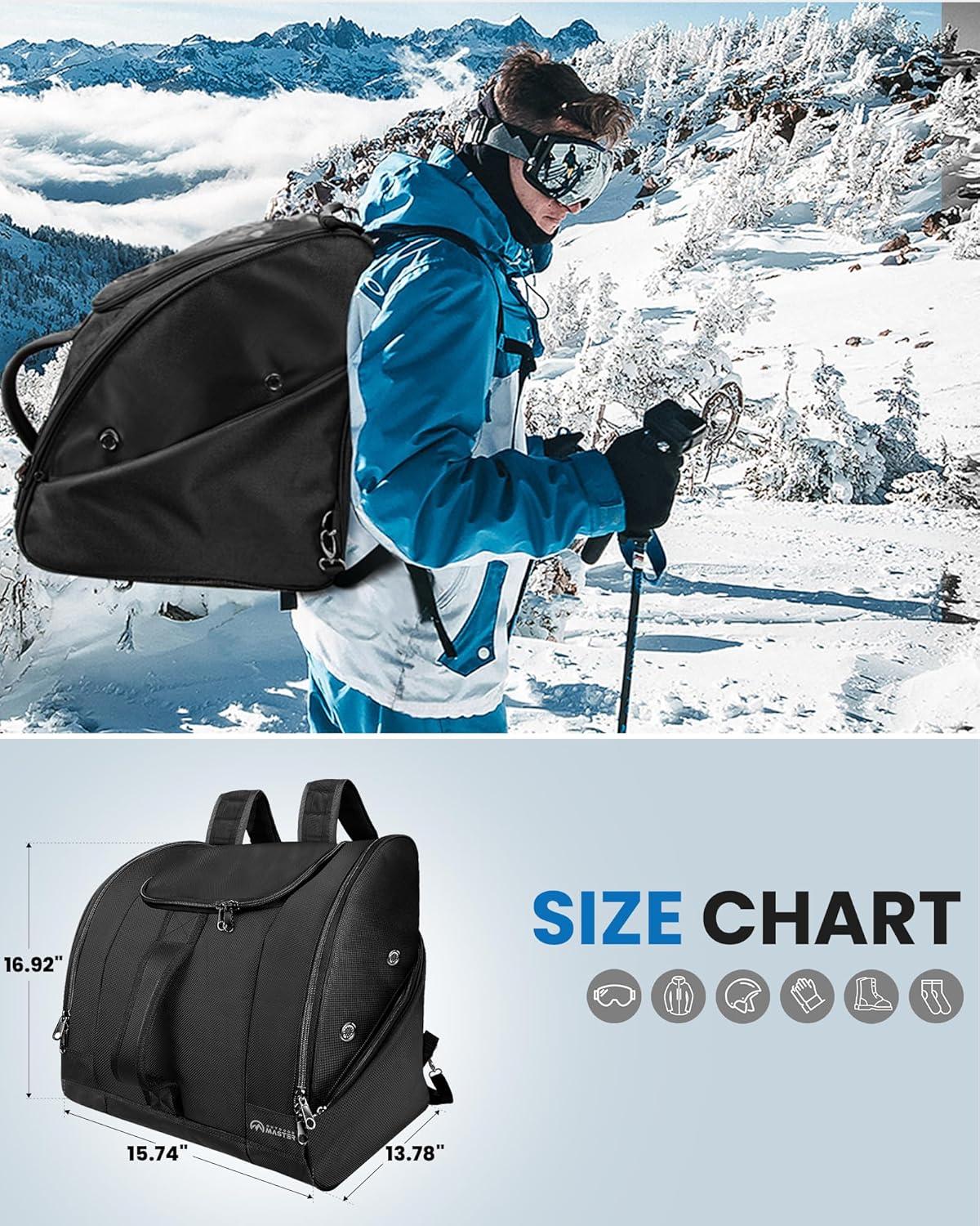 imageOutdoorMaster Boot Bag 50L Ski Boots and Snowboard Boots Bag Excellent for Travel with Waterproof Exterior ampamp Bottom for Men Women and YouthDark Black