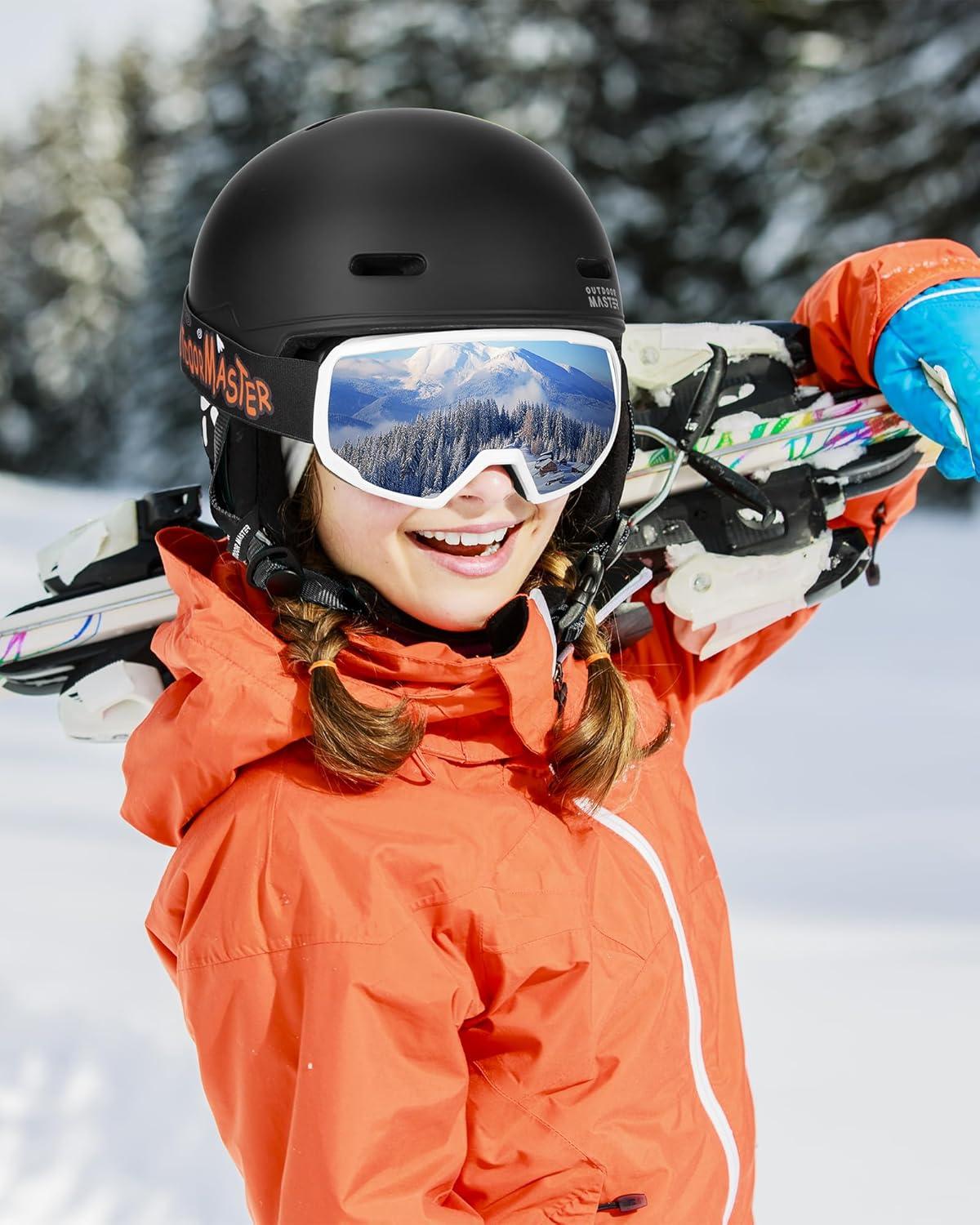 imageOutdoorMaster Kids Snowboarding Helmet for Boys ampamp Girls Durable PC Shell EPS Foam ampamp 12 Cooling Vents Adjustable Dial FitMatte Black
