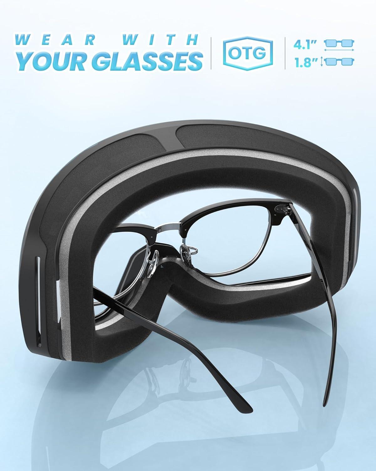 imageOutdoorMaster Owl Kids Ski Goggles OTG AntiFog Snowboard Goggles with 100 UV ProtectionBlack Framevlt 60 Blue Lens