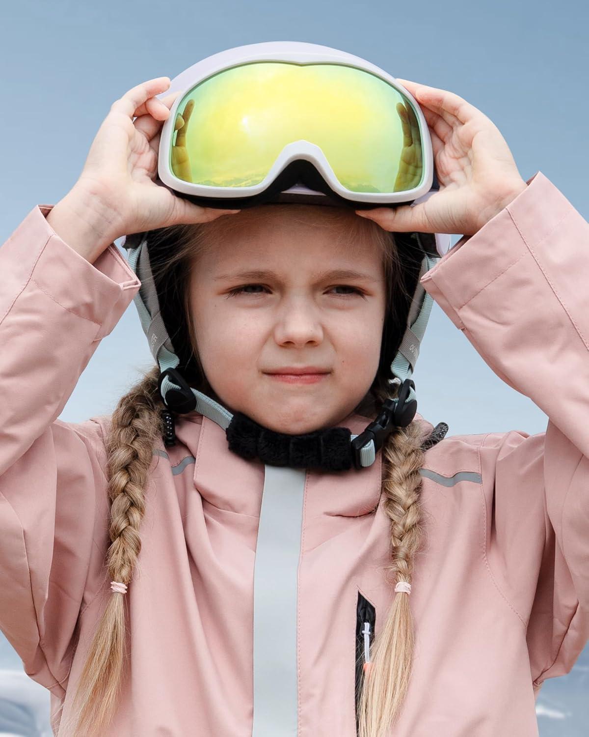 imageOutdoorMaster Owl Kids Ski Goggles OTG AntiFog Snowboard Goggles with 100 UV ProtectionWhite Framevlt 12 Revo Gold