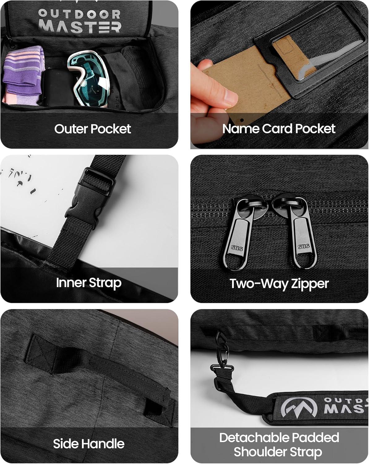imageOutdoorMaster Snowboard Bag 900D Water Resistant Snowboard Travel Bag with Shoulder Strap Foldable Storage DesignBlack