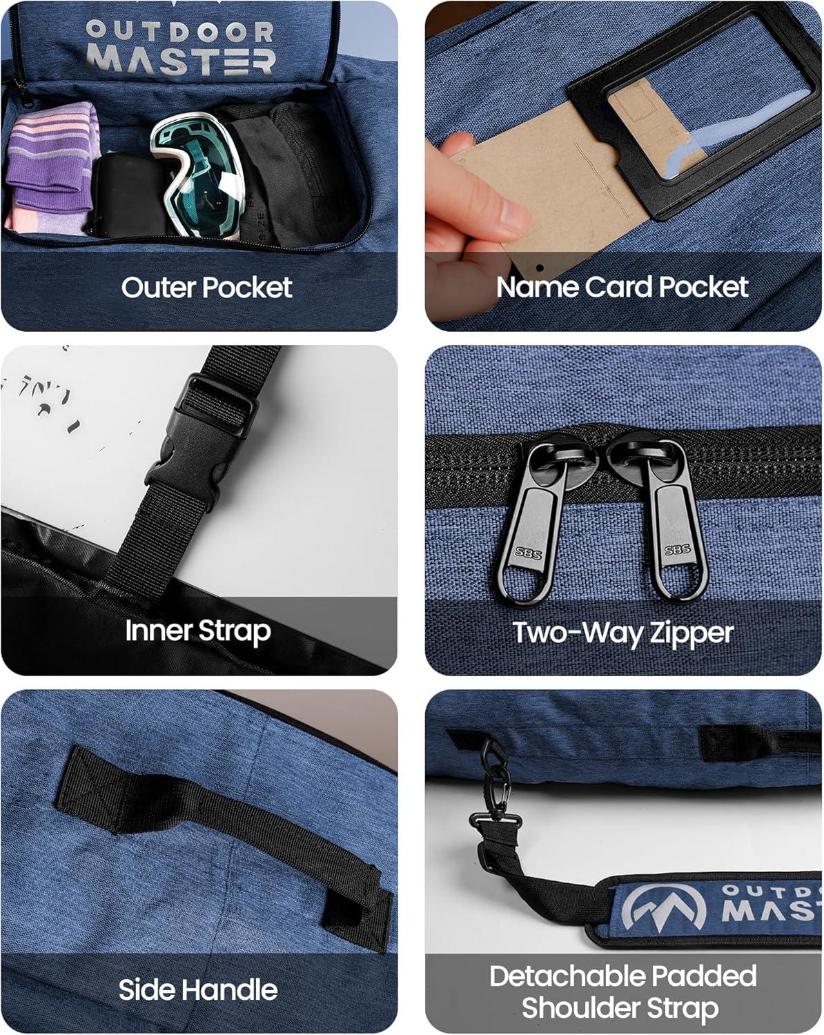 imageOutdoorMaster Snowboard Bag 900D Water Resistant Snowboard Travel Bag with Shoulder Strap Foldable Storage DesignBlue