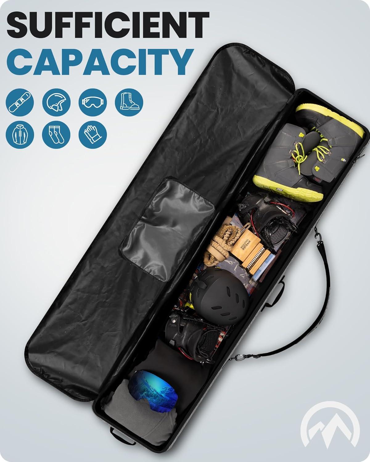 imageOutdoorMaster Snowboard Bag 900D Water Resistant Snowboard Travel Bag with Shoulder Strap Foldable Storage DesignGrey