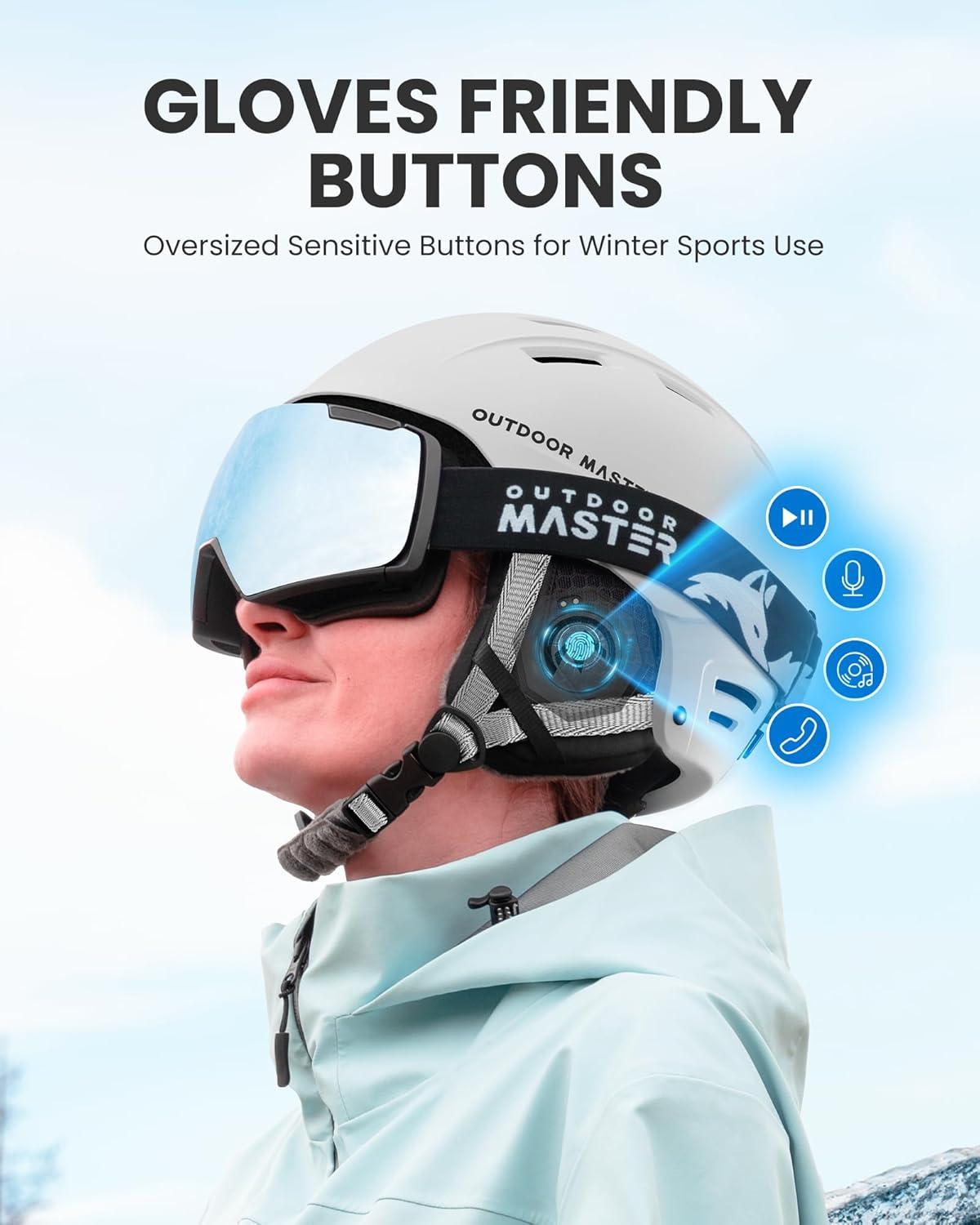 imageOutdoorMaster Update Ski Helmet Headphones True Wireless Bluetooth with Charging Case Dropin Headphones HD Speaker Chip Compatible with All Audio Ready Snowboard HelmetsPure Black