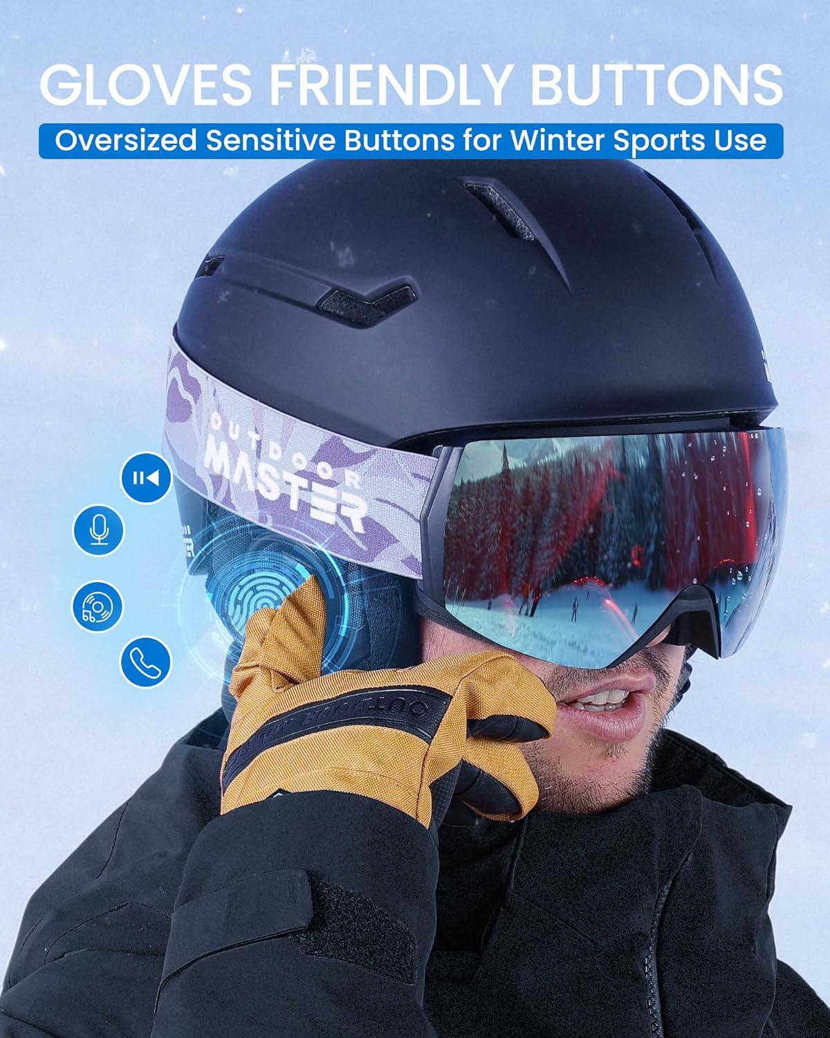 imageOutdoorMaster Update Ski Helmet Headphones True Wireless Bluetooth with Storage Case Dropin HD Speaker Chip Compatible with All Audio Ready Snowboard Helmets with Builtin Mic Navy BlueNavy Blue