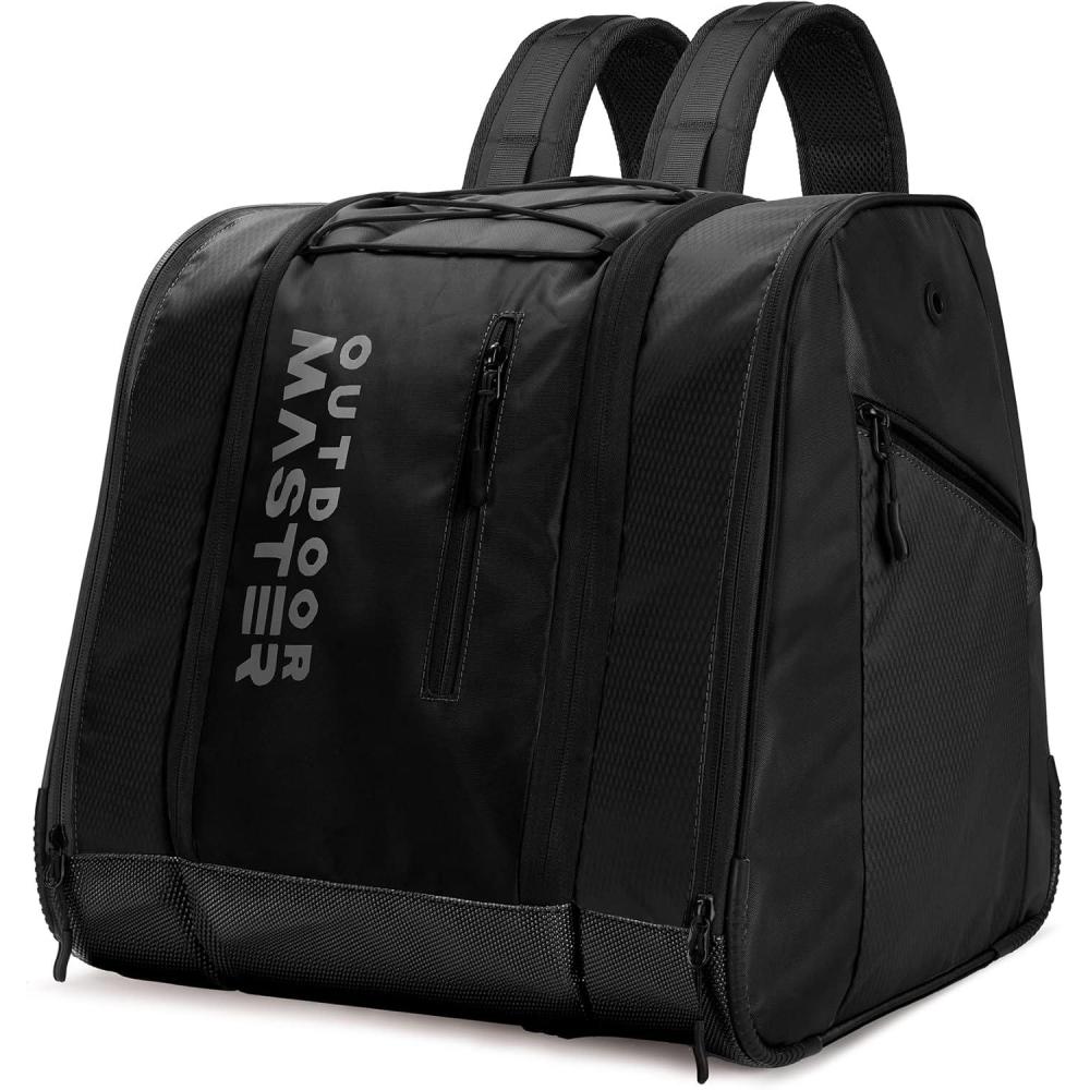 imageOutdoorMaster 38L Ski Boot Bag Air Travel Snowboard Boot Backpack with Waterproof Bottom for Ski Helmet Goggles and GlovesBlack