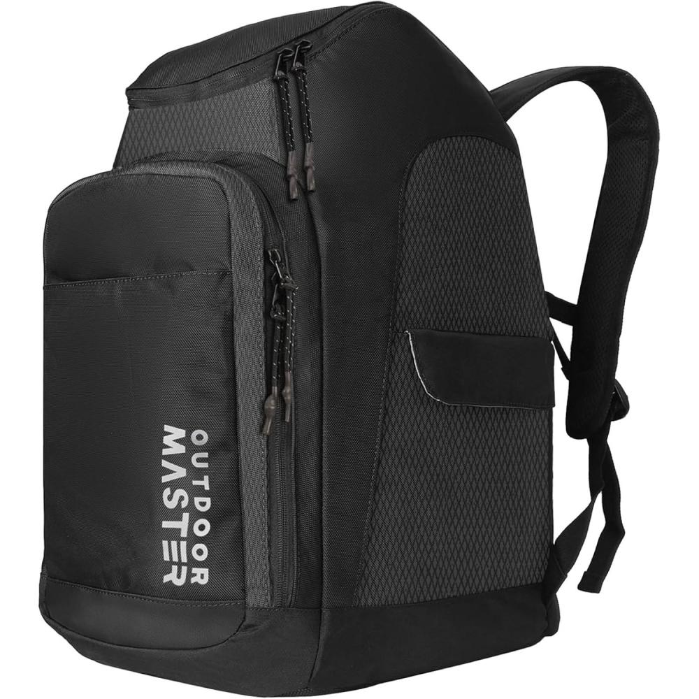 imageOutdoorMaster 50L Ski Boot BagSki and Snowboard Boots Travel Backpack with Helmet Compartment  Waterproof Exterior ampamp BottomClassic Black