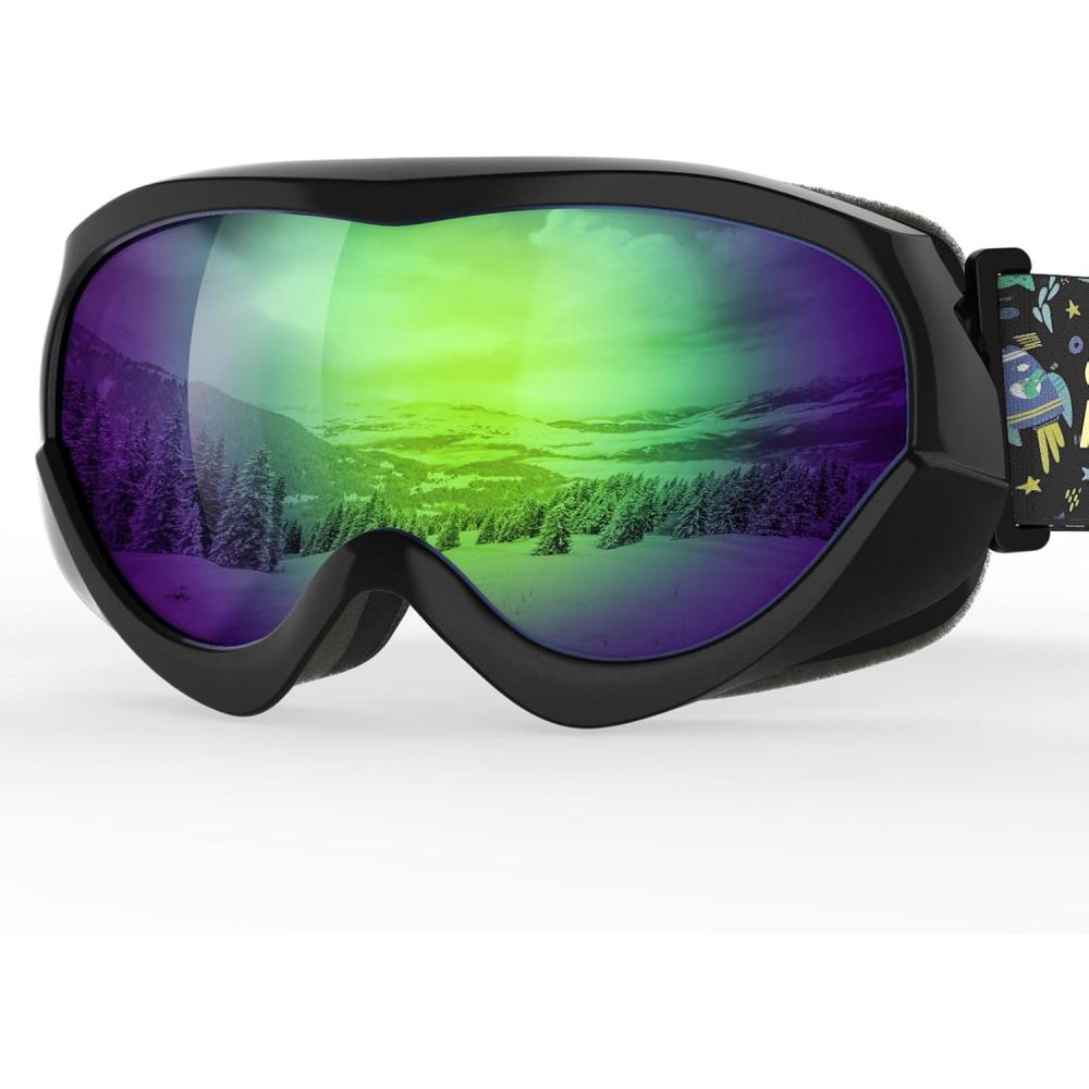 imageOutdoorMaster Kids Ski Goggles Helmet Compatible Snow Goggles for Boys ampamp Girls with 100 UV ProtectionRevo Greenlens Vlt 28
