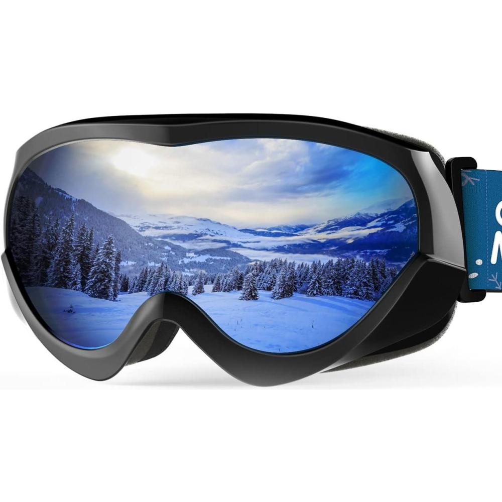 imageOutdoorMaster Kids Ski Goggles Helmet Compatible Snow Goggles for Boys ampamp Girls with 100 UV ProtectionVlt 10 Black Frame Grey Lens
