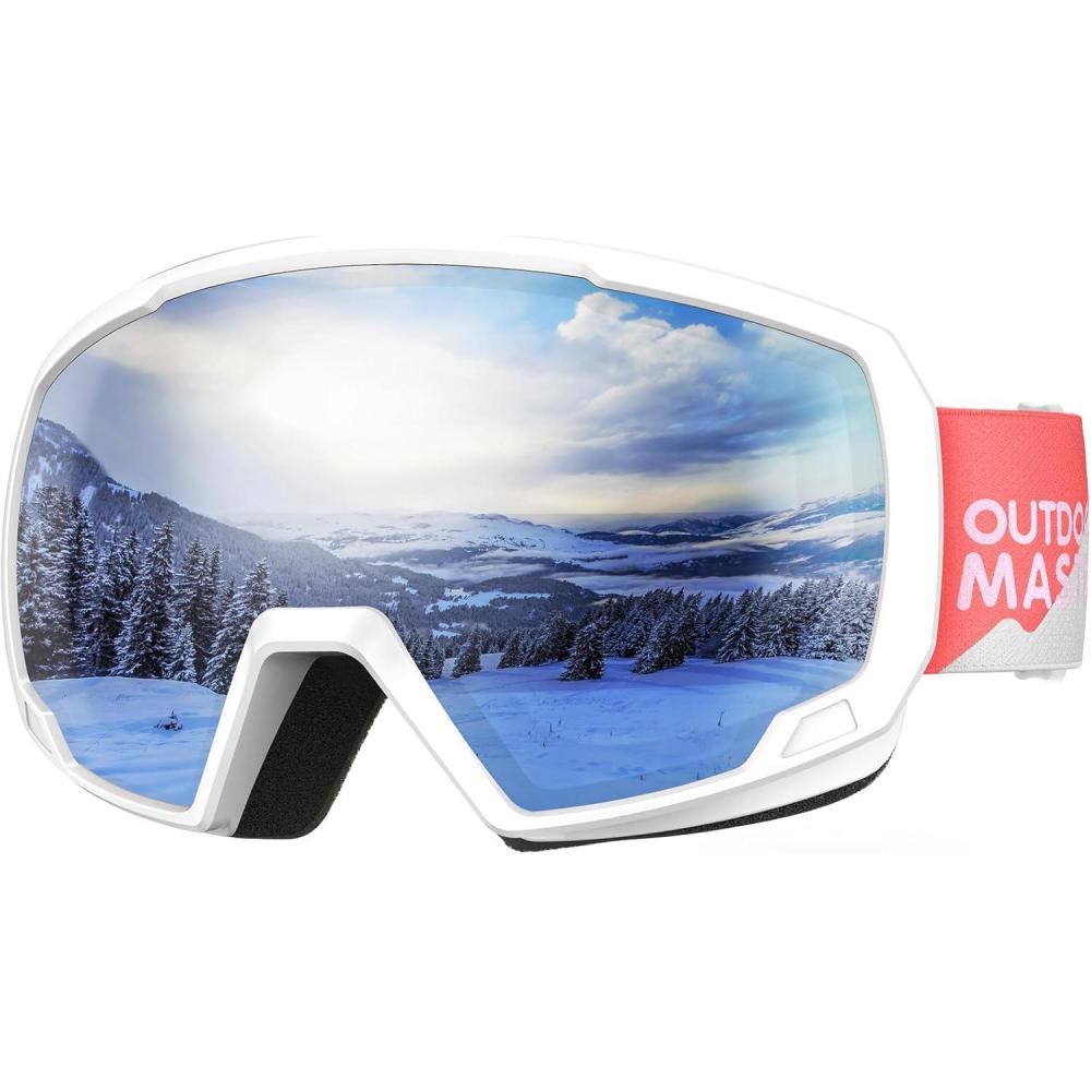 imageOutdoorMaster Kids Ski Goggles Snowboard Goggles Youth Snow GogglesA03white Frame Grey Lens