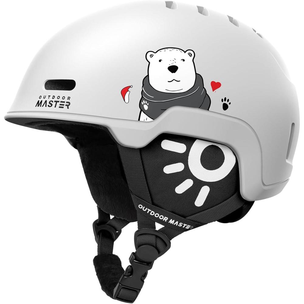 imageOutdoorMaster Kids Snowboarding Helmet for Boys ampamp Girls Durable PC Shell EPS Foam ampamp 12 Cooling Vents Adjustable Dial FitArctic White