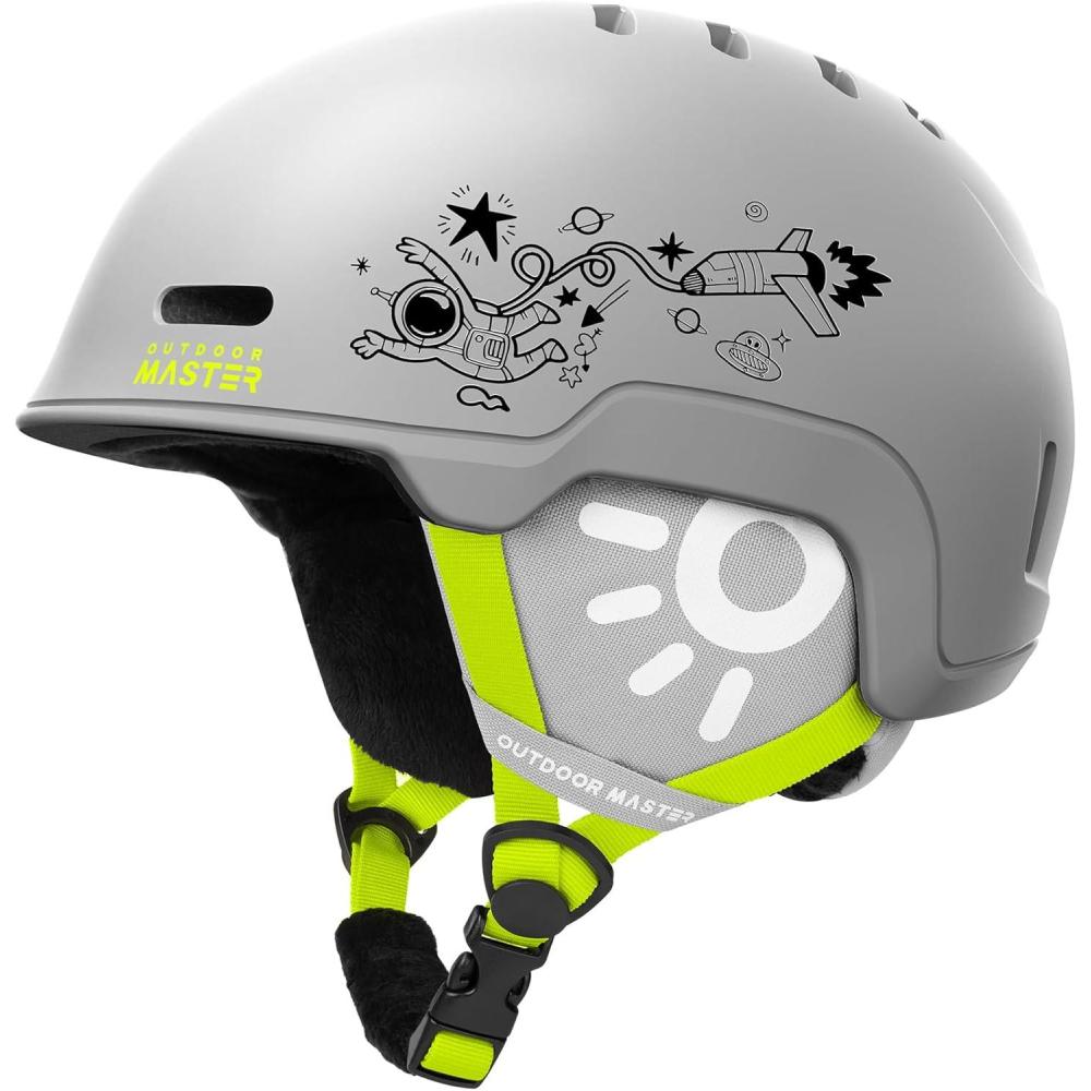 imageOutdoorMaster Kids Snowboarding Helmet for Boys ampamp Girls Durable PC Shell EPS Foam ampamp 12 Cooling Vents Adjustable Dial FitMatte Grey