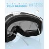 OutdoorMaster Falcon Kids Ski Goggles-Magnetic Interchangeable Lens, Anti Fog UV Protection OTG Snowboard Goggles for Youth(A1-vlt 15% Grey Lens With Revo Blue+sun Strap)