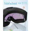 OutdoorMaster Falcon Kids Ski Goggles-Magnetic Interchangeable Lens, Anti Fog UV Protection OTG Snowboard Goggles for Youth(A1-vlt 17% Grey Lens With Revo Green+dinosaur Strap)