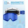 OutdoorMaster Falcon Kids Ski Goggles-Magnetic Interchangeable Lens, Anti Fog UV Protection OTG Snowboard Goggles for Youth(A1-vlt 28% Dark Blue Lens+sun Strap)