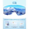 OutdoorMaster Falcon Kids Ski Goggles-Magnetic Interchangeable Lens, Anti Fog UV Protection OTG Snowboard Goggles for Youth(A1-vlt 28% Dark Blue Lens+sun Strap)