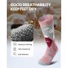 OutdoorMaster Merino Wool Ski Socks for Kids, Boys & Girls, Thermal Winter Warm Snowboarding Socks for Cold Weather(Pink Gray)