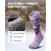 OutdoorMaster Merino Wool Ski Socks for Kids, Boys & Girls, Thermal Winter Warm Snowboarding Socks for Cold Weather(Purple Gray)