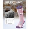 OutdoorMaster Merino Wool Ski Socks for Kids, Boys & Girls, Thermal Winter Warm Snowboarding Socks for Cold Weather(Z -Peach Pink)