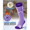 OutdoorMaster Merino Wool Ski Socks for Kids, Boys & Girls, Thermal Winter Warm Snowboarding Socks for Cold Weather(Z -Purple peach Pink)