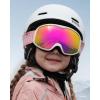 OutdoorMaster Owl Kids Ski Goggles OTG Anti-Fog Snowboard Goggles with 100% UV Protection(White Frame+vlt 13% Revo Pink)