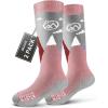 OutdoorMaster Merino Wool Ski Socks for Kids, Boys & Girls, Thermal Winter Warm Snowboarding Socks for Cold Weather(Pink Gray)