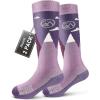 OutdoorMaster Merino Wool Ski Socks for Kids, Boys & Girls, Thermal Winter Warm Snowboarding Socks for Cold Weather(Purple Gray)