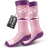 OutdoorMaster Merino Wool Ski Socks for Kids, Boys & Girls, Thermal Winter Warm Snowboarding Socks for Cold Weather(Z -Peach Pink)