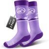OutdoorMaster Merino Wool Ski Socks for Kids, Boys & Girls, Thermal Winter Warm Snowboarding Socks for Cold Weather(Z -Purple)