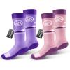 OutdoorMaster Merino Wool Ski Socks for Kids, Boys & Girls, Thermal Winter Warm Snowboarding Socks for Cold Weather(Z -Purple peach Pink)