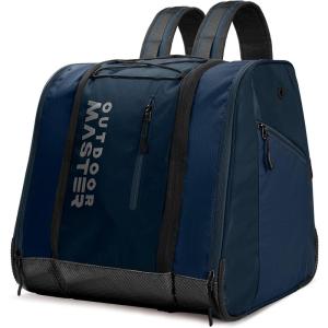 OutdoorMaster 38L Ski Boot Bag, Air Travel Snowboard Boot Backpack with Waterproof Bottom for Ski Helmet, Goggles and Gloves(Navy)