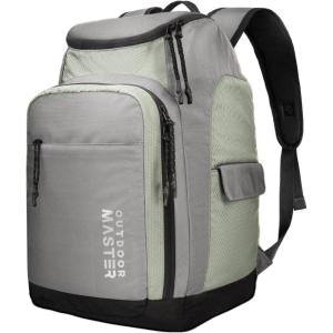 OutdoorMaster 50L Ski Boot Bag-Ski and Snowboard Boots Travel Backpack with Helmet Compartment | Waterproof Exterior & Bottom(Gray)