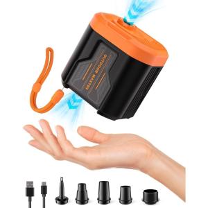 OutdoorMaster Bonito 5kPa Portable Electric Air Pump for Inflatables, 14.43Wh Rechargeable Mini Air Pump Inflator, Inflation & Deflation for Air Mattress, Pool Float, Storage Bags, Air Beds