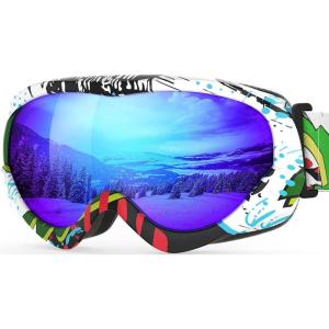 OutdoorMaster Kids Ski Goggles – Helmet Compatible Snow Goggles for Boys & Girls with 100% UV Protection(A01 Vlt 15.2%)