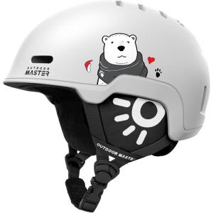 OutdoorMaster Kids Snowboarding Helmet for Boys & Girls – Durable PC Shell, EPS Foam & 12 Cooling Vents, Adjustable Dial Fit(Arctic White)