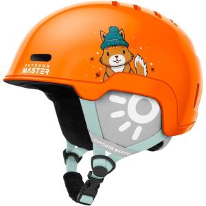 OutdoorMaster Kids Snowboarding Helmet for Boys & Girls – Durable PC Shell, EPS Foam & 12 Cooling Vents, Adjustable Dial Fit(Glossy Dark Orange)