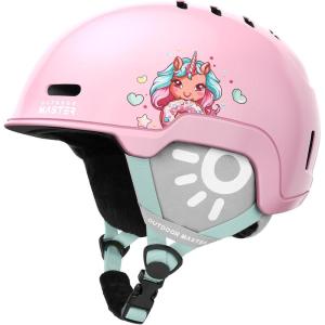 OutdoorMaster Kids Snowboarding Helmet for Boys & Girls – Durable PC Shell, EPS Foam & 12 Cooling Vents, Adjustable Dial Fit(Glossy Pink)