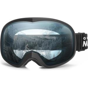 OutdoorMaster Owl Kids Ski Goggles OTG Anti-Fog Snowboard Goggles with 100% UV Protection(Black Frame+vlt 60% Blue Lens)