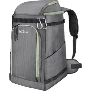 OutdoorMaster Ski Boot Bag, 65L Snowboard Boots Travel Backpack for Helmet, Ski Shoes, Goggles, Gloves and Accessories, Waterproof Exterior & Bottom(Grey)