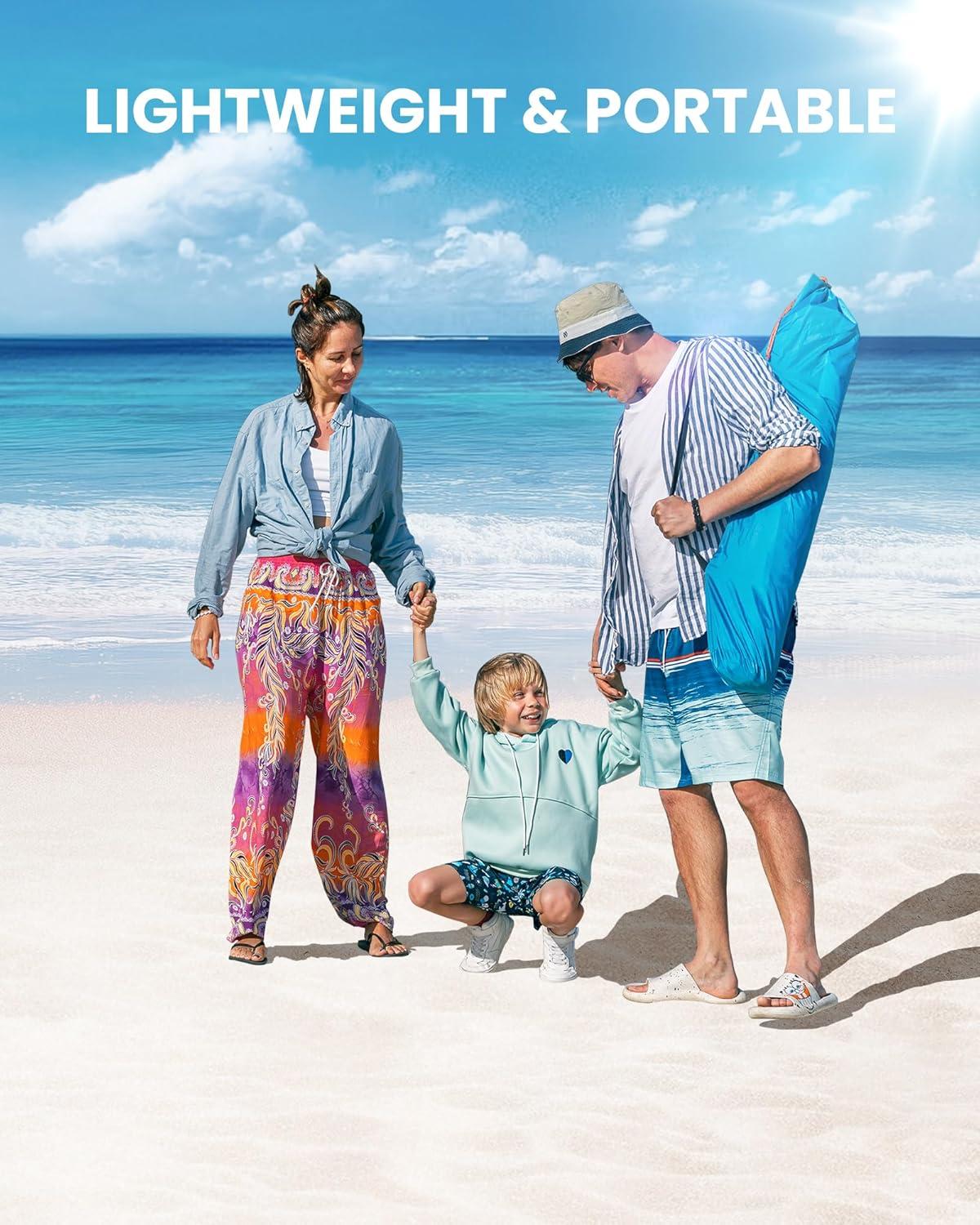 imageOutdoorMaster Beach Tent Sun Shelter for 34 Person Pop Up Beach Tent Easy Setup with Sandbags Portable Sun Shade Canopy with Carrying Bag for Beach ampamp Outdoor UPF50 UV Protection Family SizeBlue