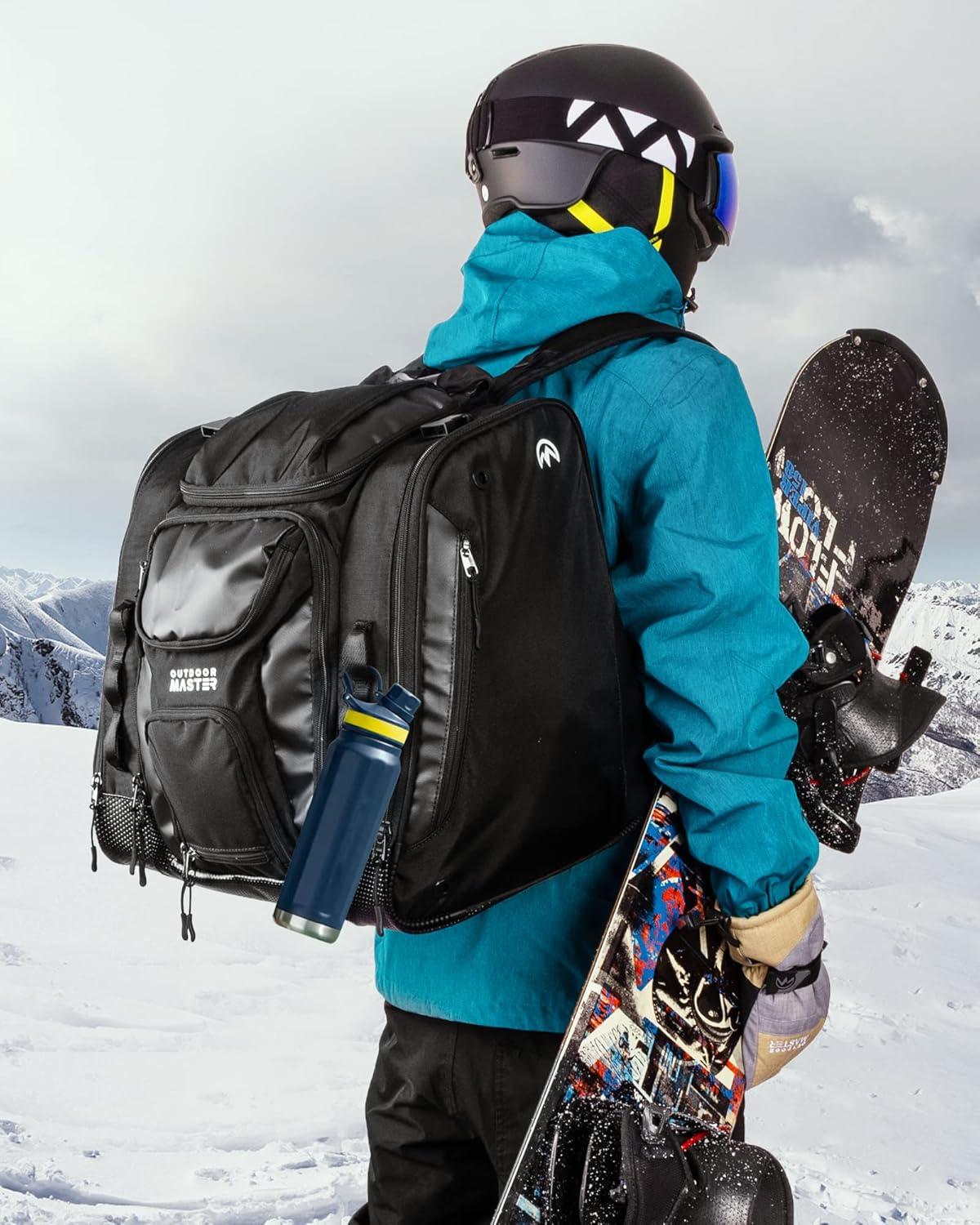 imageOutdoorMaster Boot Bag Upgraded Ski Boots and Snowboard Boots Bag Excellent for Travel with Waterproof Exterior ampamp Bottom for Men Women and Youth 55LBlack