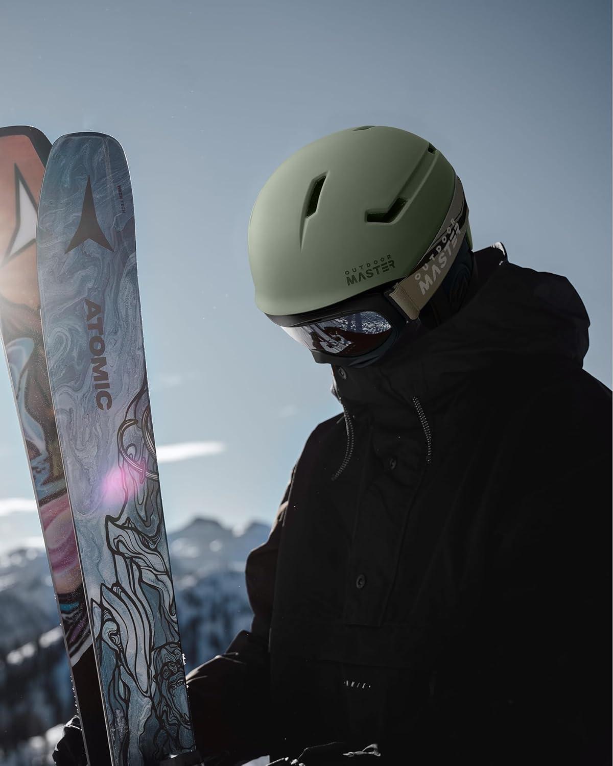 imageOutdoorMaster Deer Ski HelmetSnowboard Helmet for Adults Durable PC Shell Protective EPS Foam ampamp 12 Cooling Vents Snow Helmets for Men Women ampamp YouthMatte Trail Gree