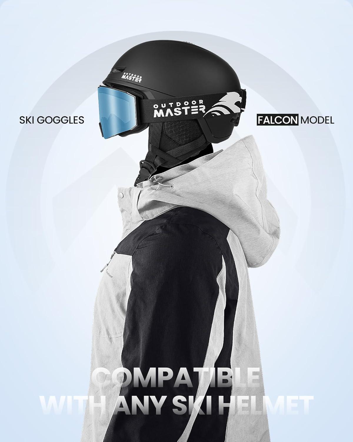 imageOutdoorMaster Falcon Ski Goggles Lens by ZEISS OTG Snowboard Goggles Antifog Magnetic Interchangeable Lens Snow GogglesLenslightblue Vlt 60