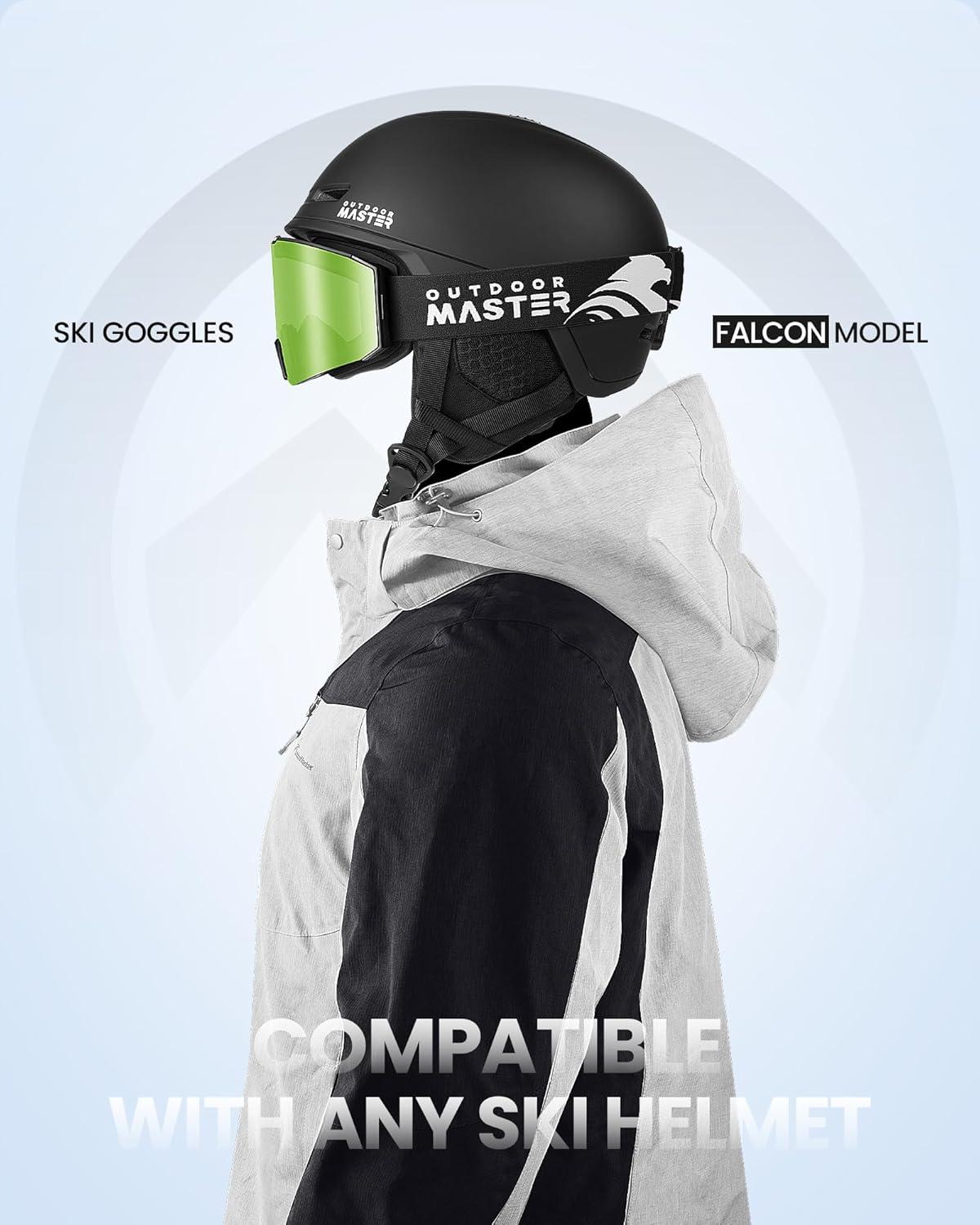 imageOutdoorMaster Falcon Ski Goggles Lens by ZEISS OTG Snowboard Goggles Antifog Magnetic Interchangeable Lens Snow GogglesLenslightgreen Vlt 80
