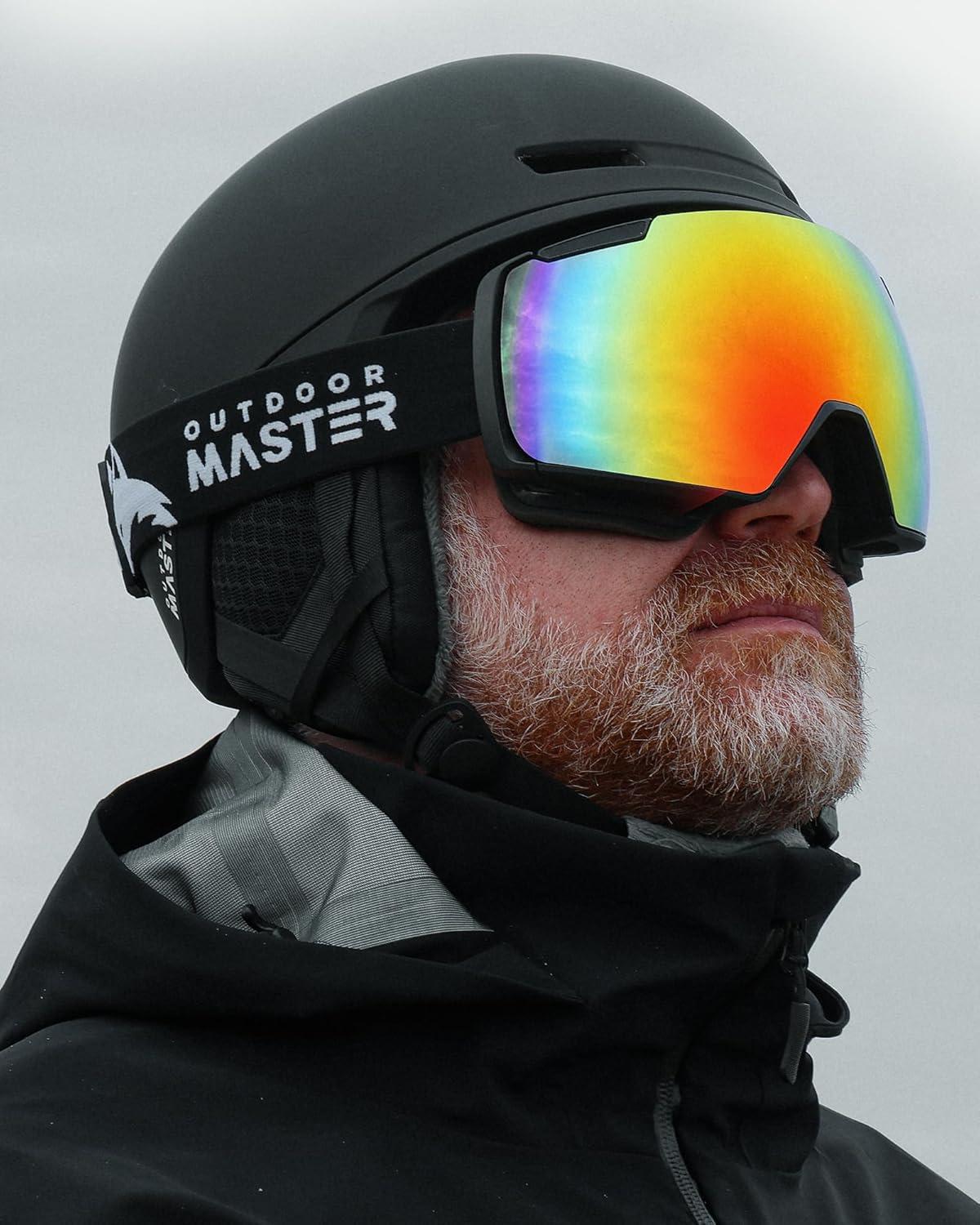 imageOutdoorMaster Heron Ski Goggles with 2 Lens Frameless Magnetic Interchangeable HD Toric Lens OTG Snowboard GogglesAblackframe Revocolorful Vlt 15 Yellowlens