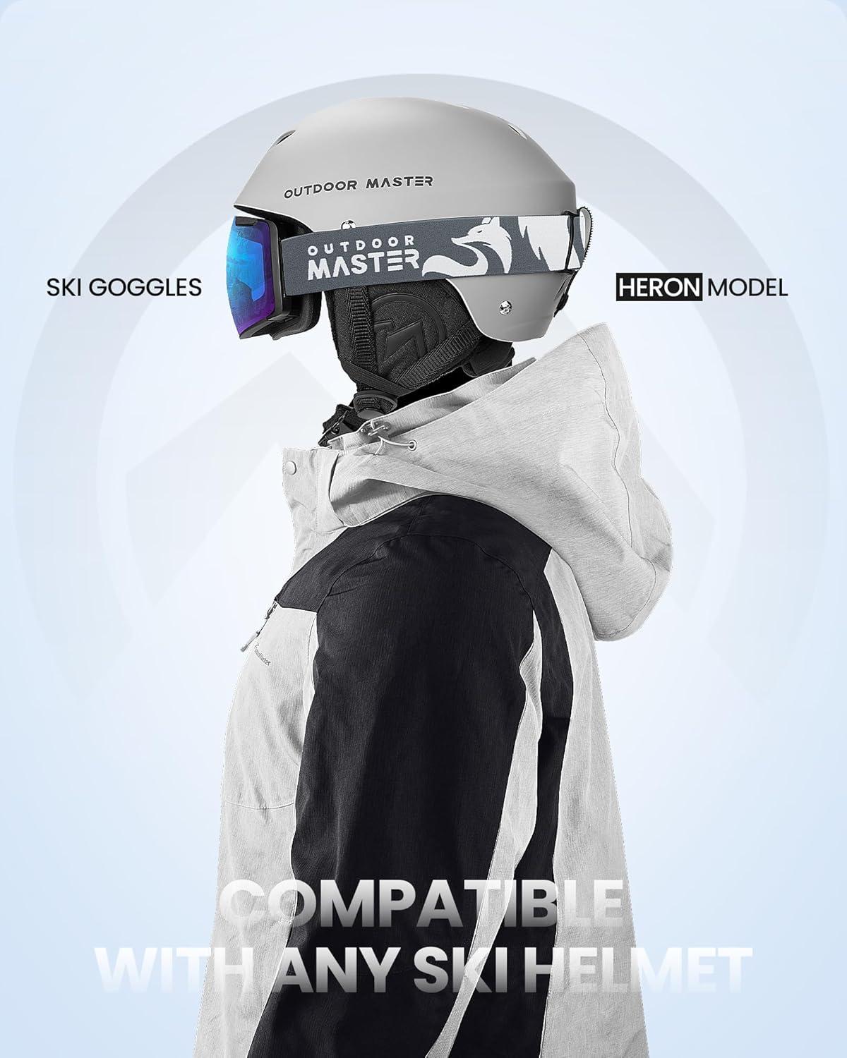 imageOutdoorMaster Heron Ski Goggles with 2 Lens Frameless Magnetic Interchangeable HD Toric Lens OTG Snowboard GogglesLensblue Vlt 38