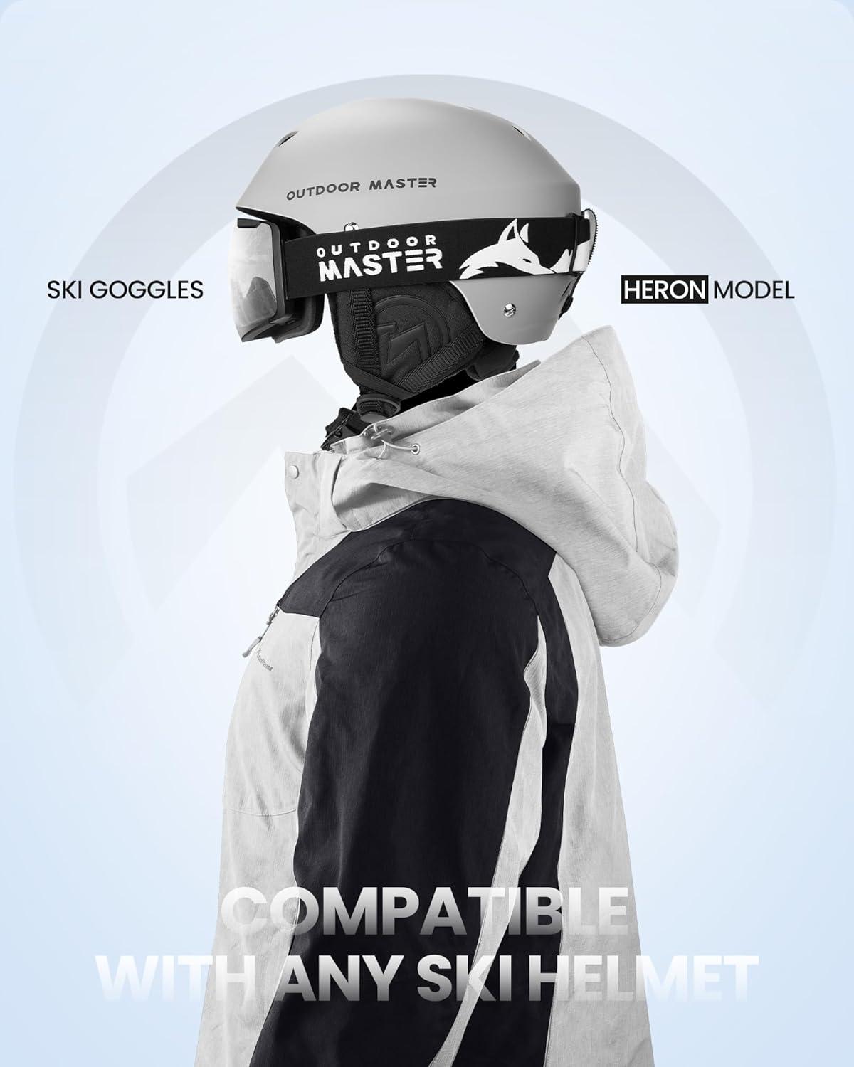 imageOutdoorMaster Heron Ski Goggles with 2 Lens Frameless Magnetic Interchangeable HD Toric Lens OTG Snowboard GogglesLensclearlens Vlt 99