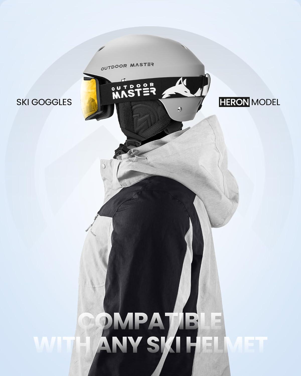 imageOutdoorMaster Heron Ski Goggles with 2 Lens Frameless Magnetic Interchangeable HD Toric Lens OTG Snowboard GogglesLenslightorange 65