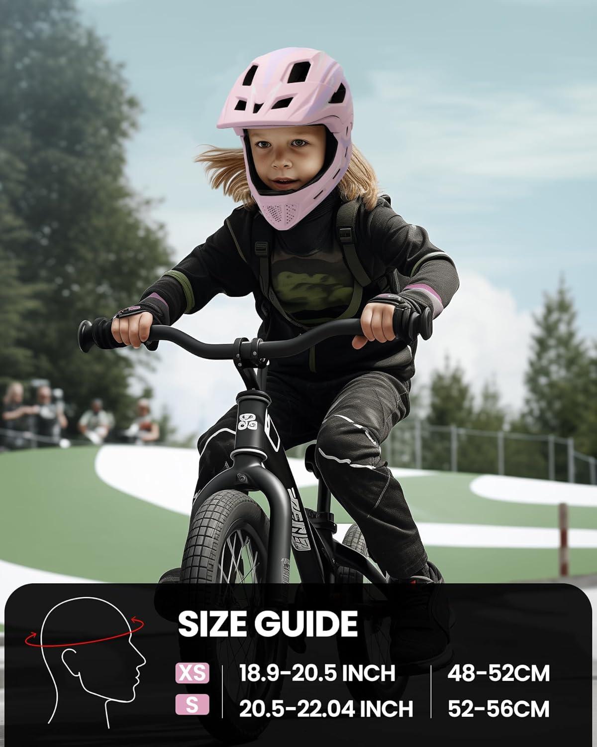 imageOutdoorMaster Kids Bike Helmet Full Face Helmet for Kids Adjustable Detachable and Lightweight for MultiSport from Toddler to YouthPink